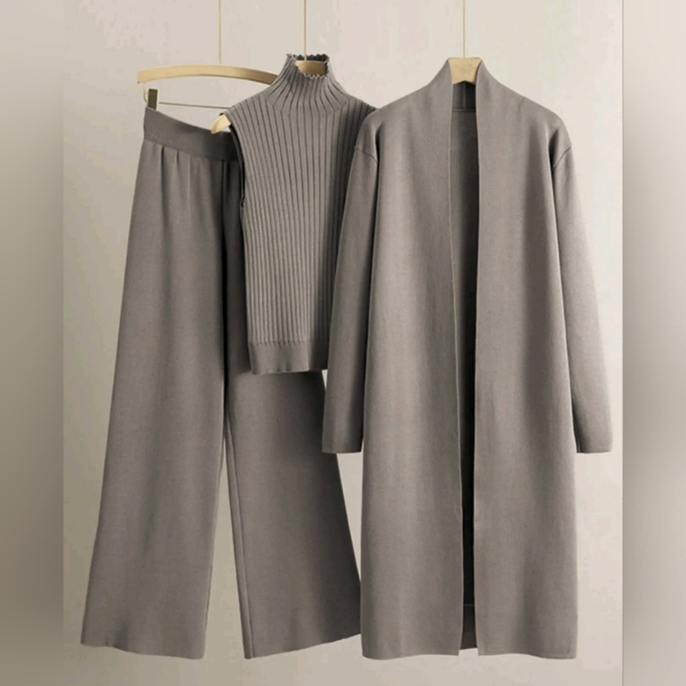 Three Piece Sweater Set, Gray, One Size Fits 4-14 (really...):KatchMe Brand